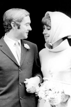 Audrey Hepburn wearing headscarf at her second wedding.jpg